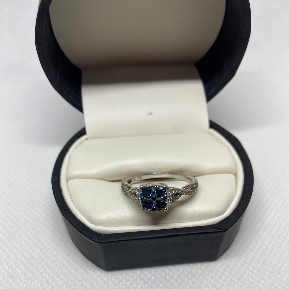 Solid 14kt White Gold Colored Diamond Ring - image 8